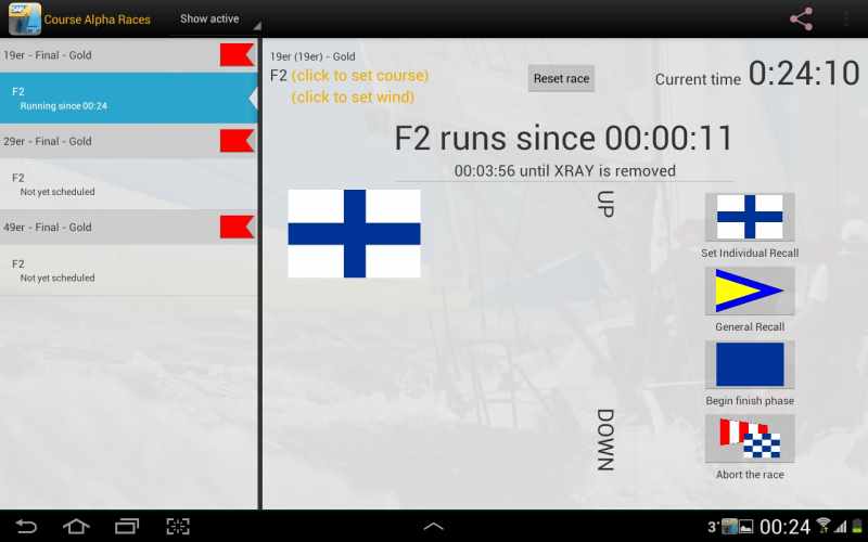 Race management screen
